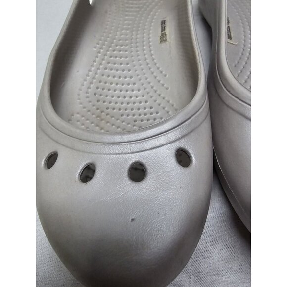 Crocs Silver Women's Kadee Slingback Flats Ballerina Slip on Shoes Sz 9 Women's - Picture 8 of 10